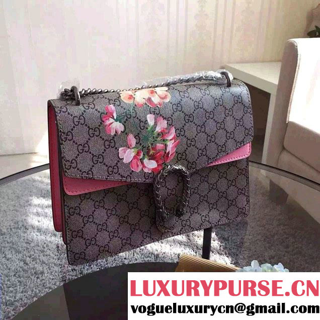 Gucci Dionysus Blooms Print GG Supreme Shoulder Bag 400235 Pink 2015