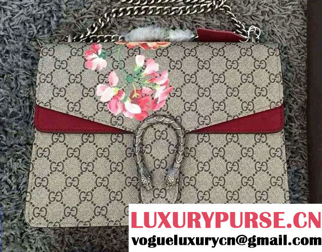 Gucci Dionysus Blooms Print GG Supreme Shoulder Bag 400235 Burgundy 2015