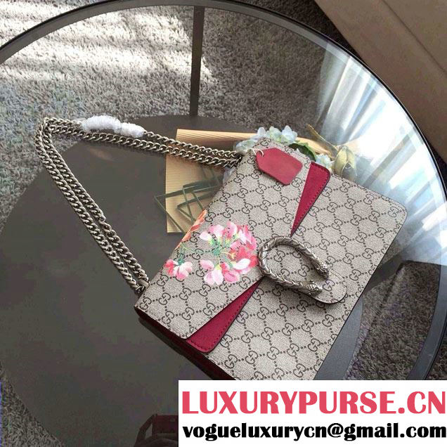 Gucci Dionysus Blooms Print GG Supreme Shoulder Bag 400235 Burgundy 2015