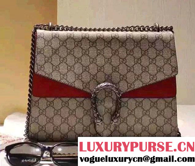 Gucci Dionysus GG Supreme Canvas Shoulder Bag 403348 Red 2015