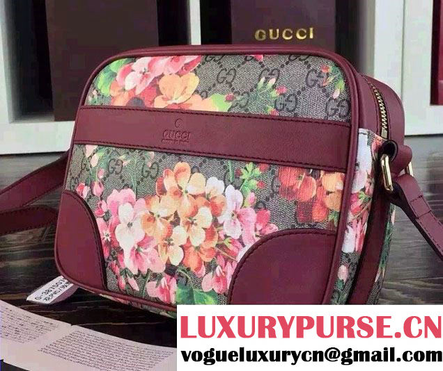 Gucci Dionysus Blooms Print GG Supreme Camara Bag 387507 Burgundy 2015