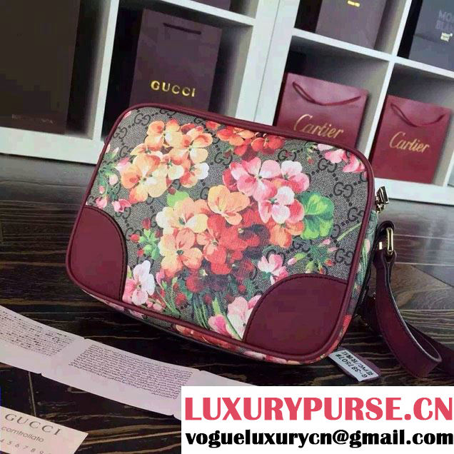 Gucci Dionysus Blooms Print GG Supreme Camara Bag 387507 Burgundy 2015