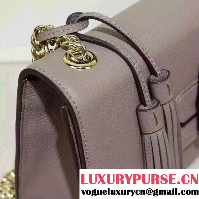 Gucci Miss Bamboo Leather Shoulder Bag 387611 Gray 2015