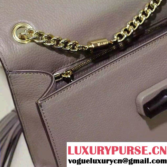 Gucci Miss Bamboo Leather Shoulder Bag 387611 Gray 2015