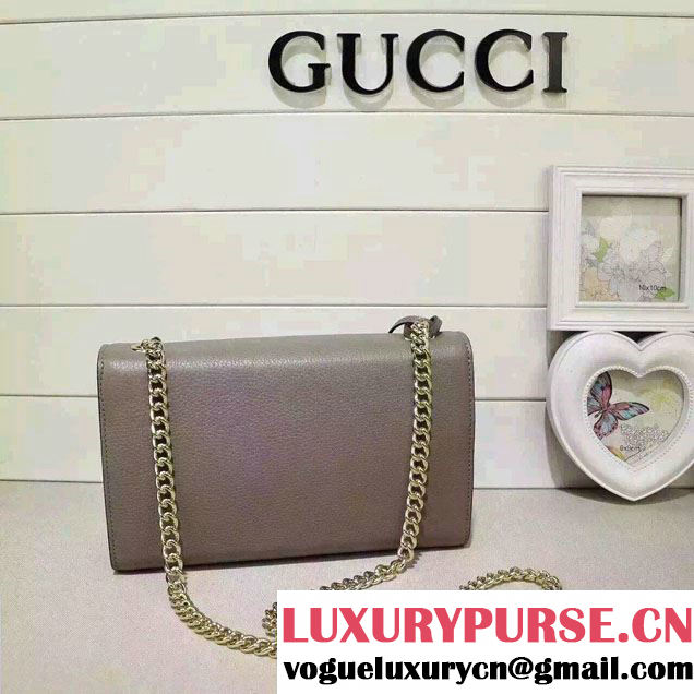 Gucci Miss Bamboo Leather Shoulder Bag 387611 Gray 2015