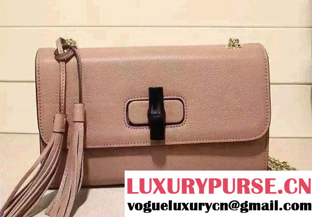 Gucci Miss Bamboo Leather Shoulder Bag 387611 Nude Pink 2015