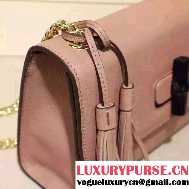Gucci Miss Bamboo Leather Shoulder Bag 387611 Nude Pink 2015