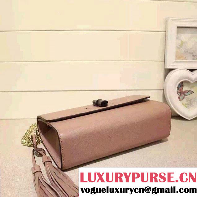 Gucci Miss Bamboo Leather Shoulder Bag 387611 Nude Pink 2015