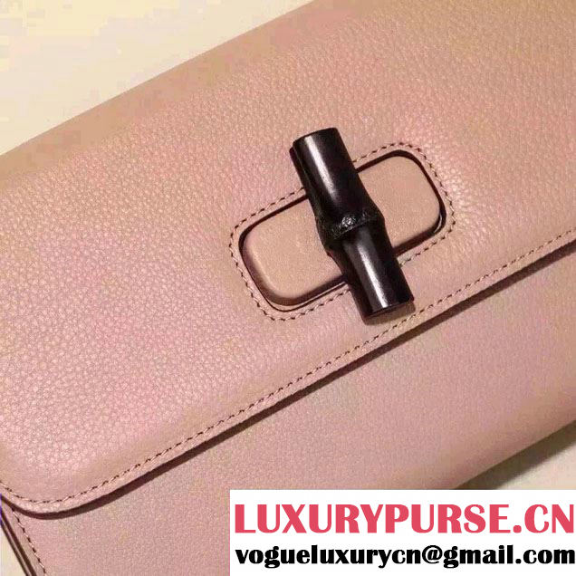 Gucci Miss Bamboo Leather Shoulder Bag 387611 Nude Pink 2015