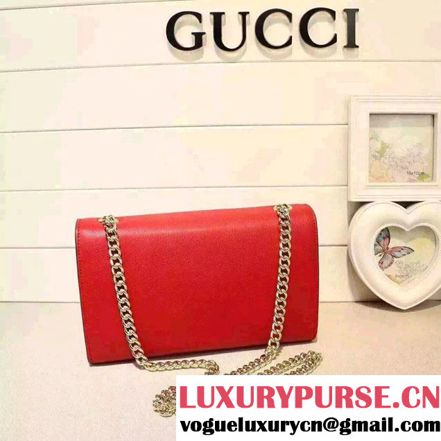 Gucci Miss Bamboo Leather Shoulder Bag 387611 Red 2015