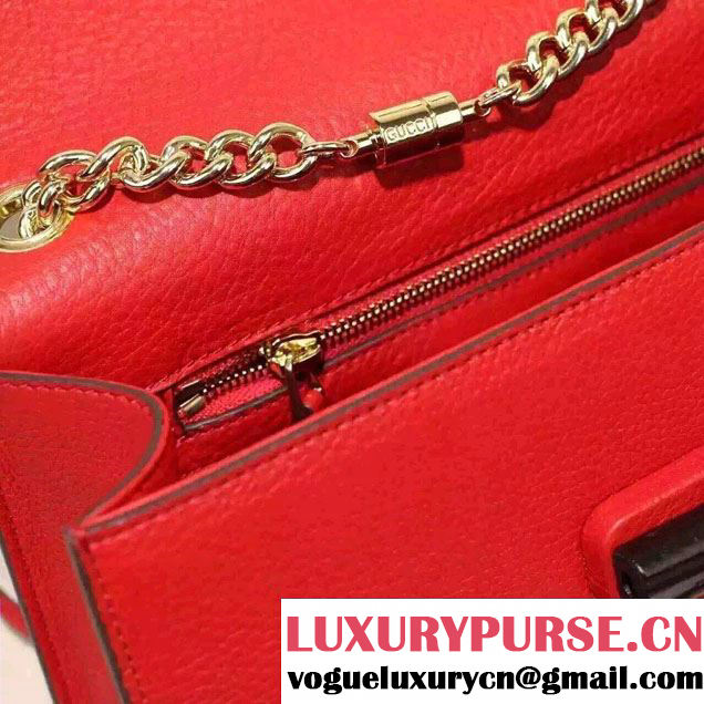 Gucci Miss Bamboo Leather Shoulder Bag 387611 Red 2015