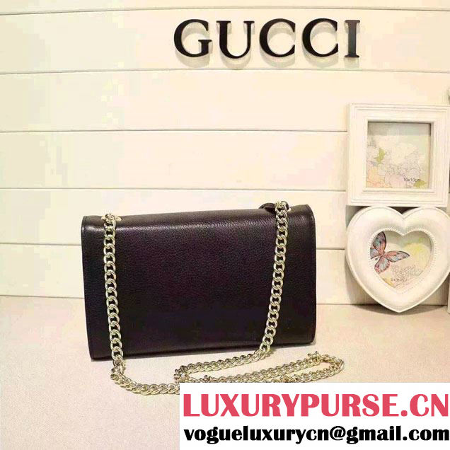 Gucci Miss Bamboo Leather Shoulder Bag 387611 Black 2015