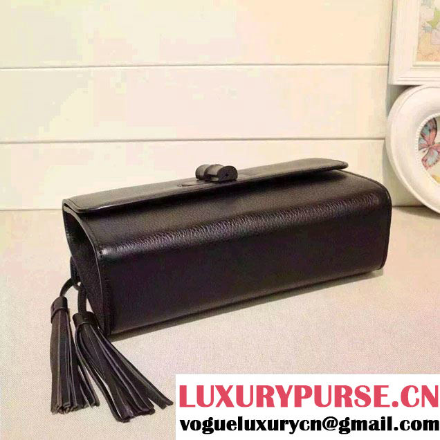 Gucci Miss Bamboo Leather Shoulder Bag 387611 Black 2015