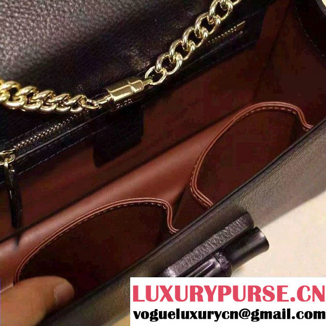 Gucci Miss Bamboo Leather Shoulder Bag 387611 Black 2015