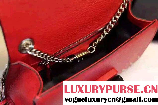 Gucci Miss Bamboo Studded Leather Shoulder Bag 387611 Red 2015