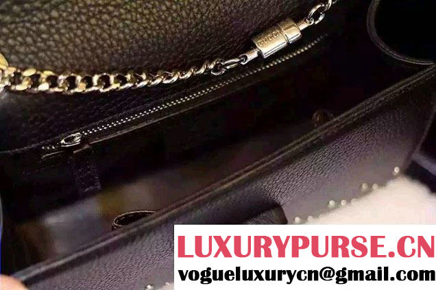 Gucci Miss Bamboo Studded Leather Shoulder Bag 387611 Black 2015