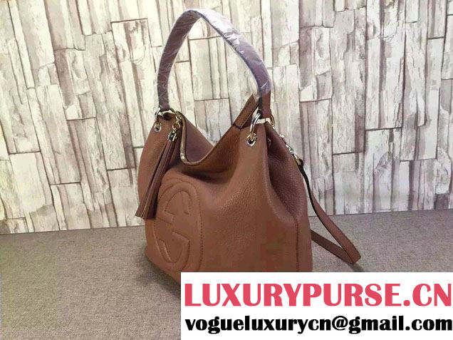 Gucci Soho Calfskin Leather Shoulder Bag 408825 Brown 2016