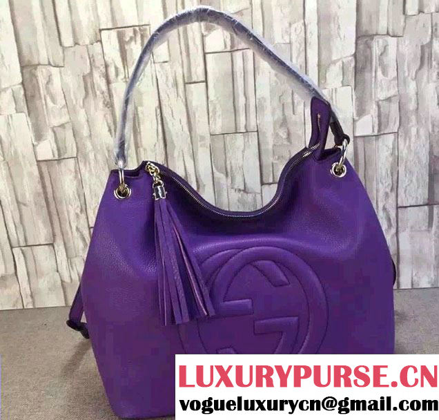 Gucci Soho Calfskin Leather Shoulder Bag 408825 Purple 2016