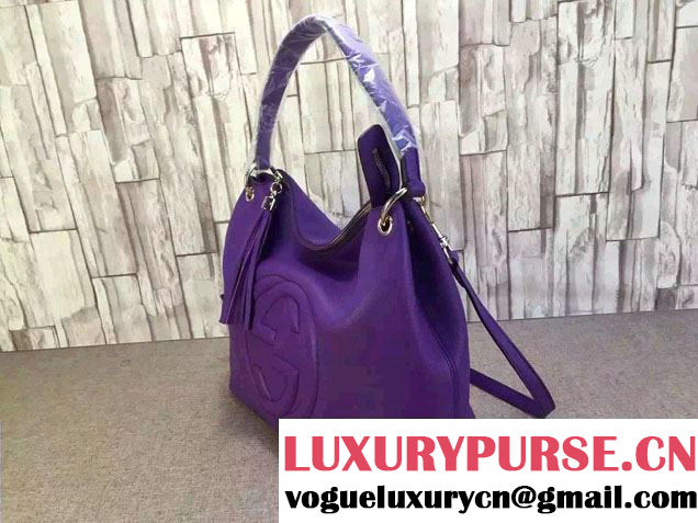 Gucci Soho Calfskin Leather Shoulder Bag 408825 Purple 2016