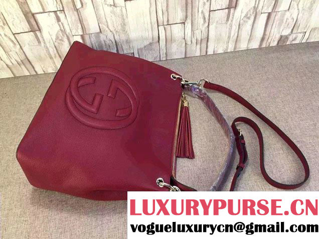 Gucci Soho Calfskin Leather Shoulder Bag 408825 Red 2016