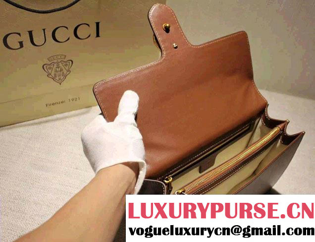 Gucci Animalier Leather Shoulder Bag 412007 Brown 2015/2016