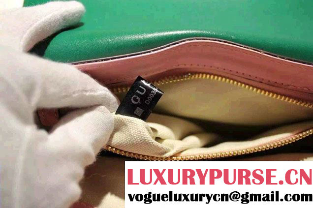 Gucci Animalier Leather Shoulder Bag 412007 Green/Pink 2015/2016