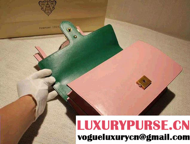 Gucci Animalier Leather Shoulder Bag 412007 Green/Pink 2015/2016