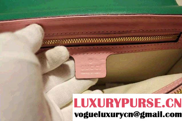 Gucci Animalier Leather Shoulder Bag 412007 Green/Pink 2015/2016