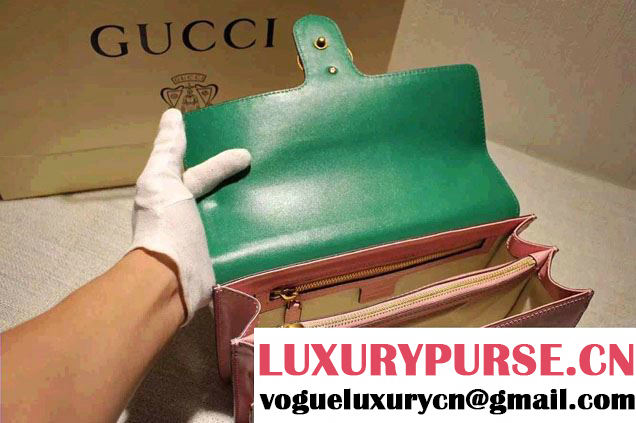 Gucci Animalier Leather Shoulder Bag 412007 Green/Pink 2015/2016