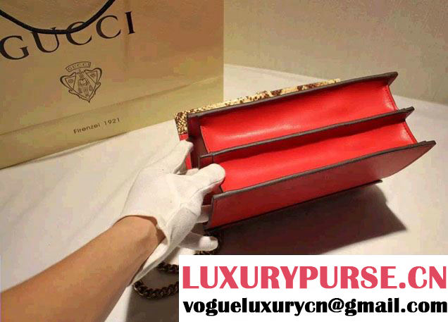 Gucci Feline and Bow Calfskin Flap Shoulder Bag 412000 Red 2015/2016