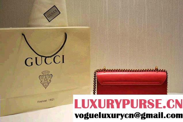 Gucci Feline and Bow Calfskin Flap Shoulder Bag 412000 Red 2015/2016