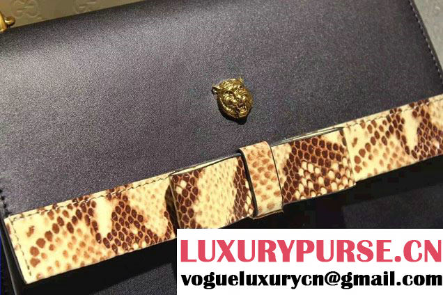 Gucci Feline and Bow Calfskin Flap Shoulder Bag 412000 Black 2015/2016