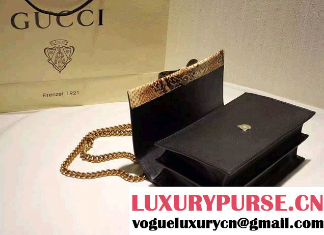 Gucci Feline and Bow Calfskin Flap Shoulder Bag 412000 Black 2015/2016