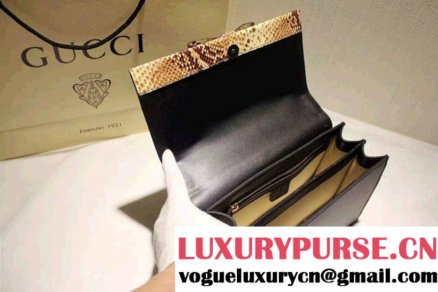 Gucci Feline and Bow Calfskin Flap Shoulder Bag 412000 Black 2015/2016