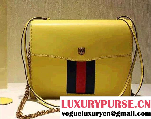 Gucci Feline Calfskin Flap Shoulder Bag 426868 Yellow 2015/2016