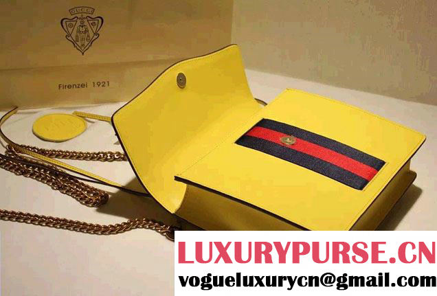 Gucci Feline Calfskin Flap Shoulder Bag 426868 Yellow 2015/2016