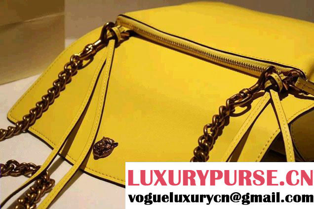 Gucci Feline Calfskin Flap Shoulder Bag 426868 Yellow 2015/2016