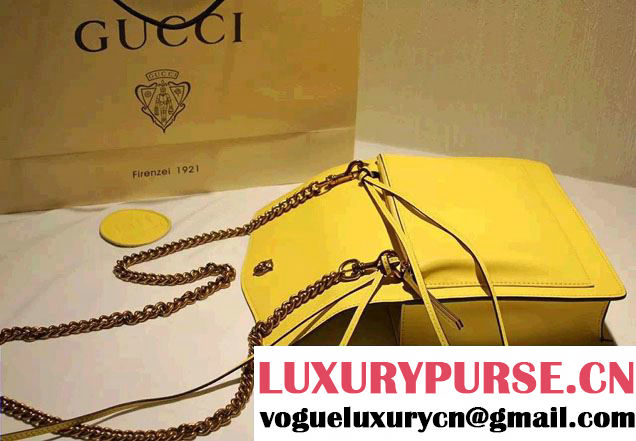 Gucci Feline Calfskin Flap Shoulder Bag 426868 Yellow 2015/2016