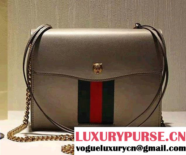 Gucci Feline Calfskin Flap Shoulder Bag 426868 Gray 2015/2016