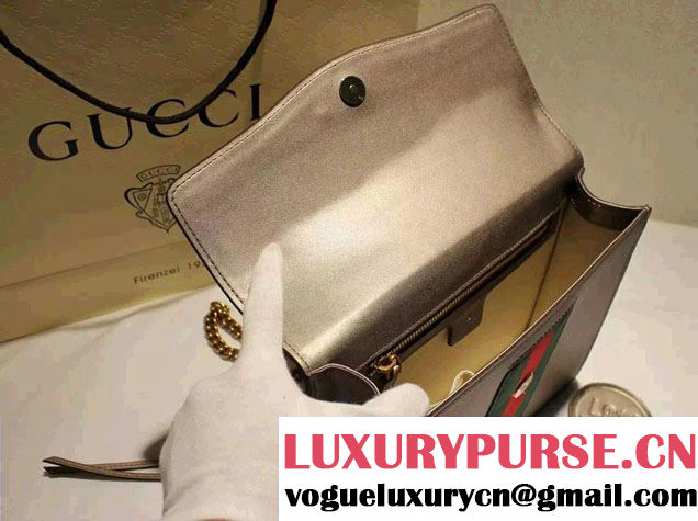 Gucci Feline Calfskin Flap Shoulder Bag 426868 Gray 2015/2016