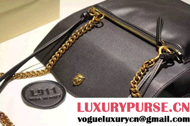 Gucci Feline Calfskin Flap Shoulder Bag 426868 Black 2015/2016