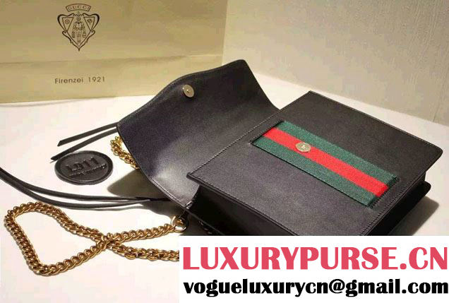 Gucci Feline Calfskin Flap Shoulder Bag 426868 Black 2015/2016