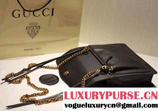 Gucci Feline Calfskin Flap Shoulder Bag 426868 Black 2015/2016