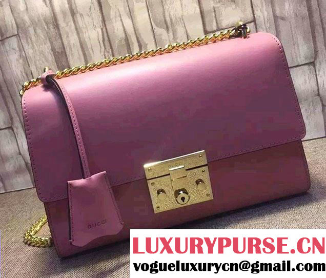 Gucci Padlock Leather Shoulder Bag 409486 Pink 2015/2016