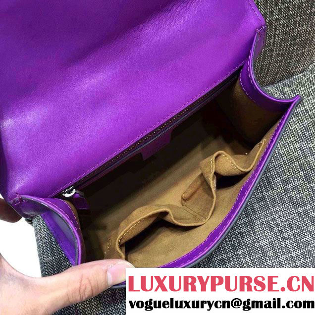 Gucci Padlock Embroidered Tiger Shoulder Bag Purple 2016
