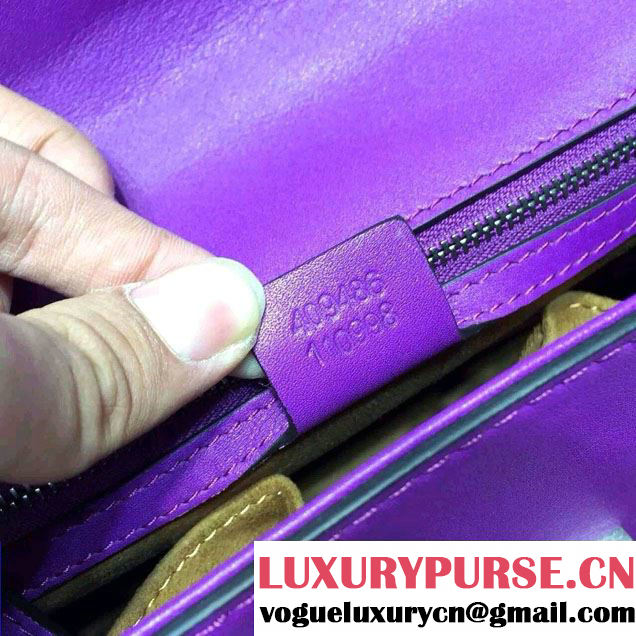 Gucci Padlock Embroidered Tiger Shoulder Bag Purple 2016