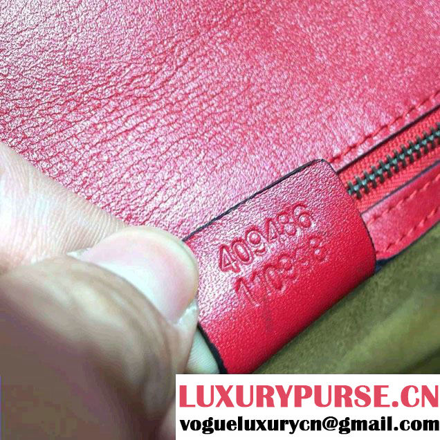 Gucci Padlock Embroidered Tiger Shoulder Bag Red 2016