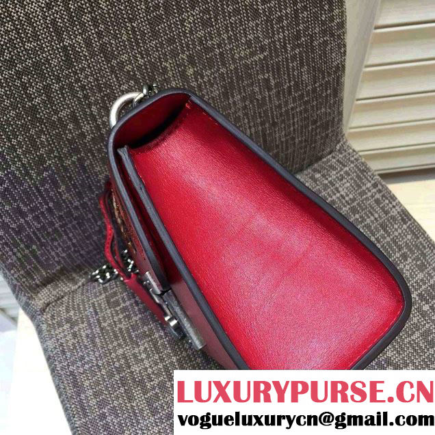 Gucci Padlock Embroidered Tiger Shoulder Bag Red 2016