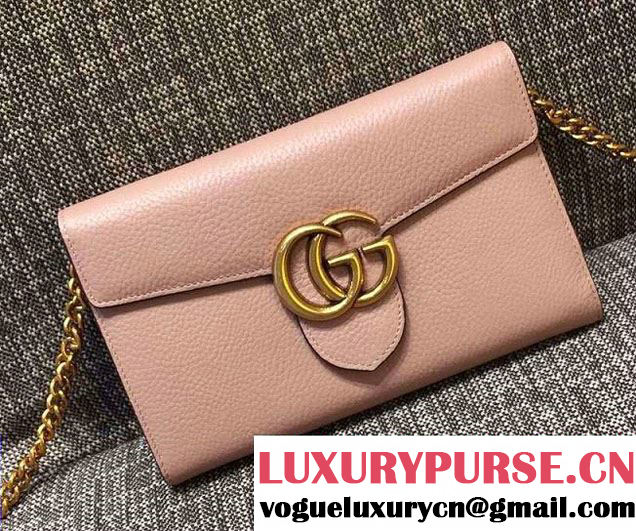 Gucci GG Marmont Leather Mini Chain Bag 401232 Pink 2016