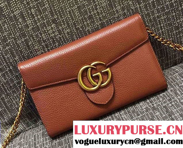 Gucci GG Marmont Leather Mini Chain Bag 401232 Brown 2016